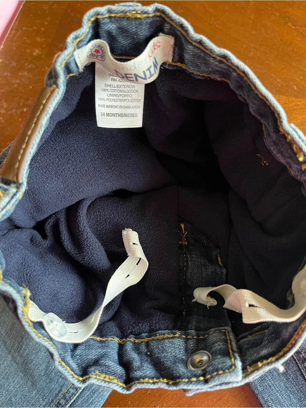 Kids Fleece-lined Insulated Jeans Pants, size 24 months - Picture 3 of 3